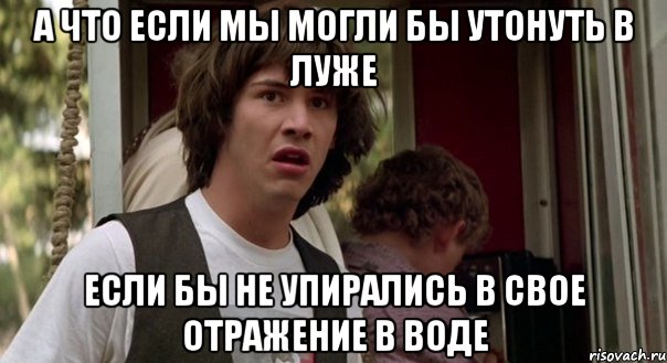 а что если мы могли бы утонуть в луже если бы не упирались в свое отражение в воде, Мем cdvdfv