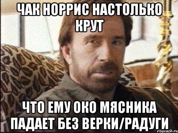 чак норрис настолько крут что ему око мясника падает без верки/радуги