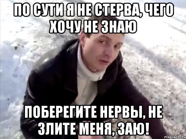 по сути я не стерва, чего хочу не знаю поберегите нервы, не злите меня, заю!, Мем Четко