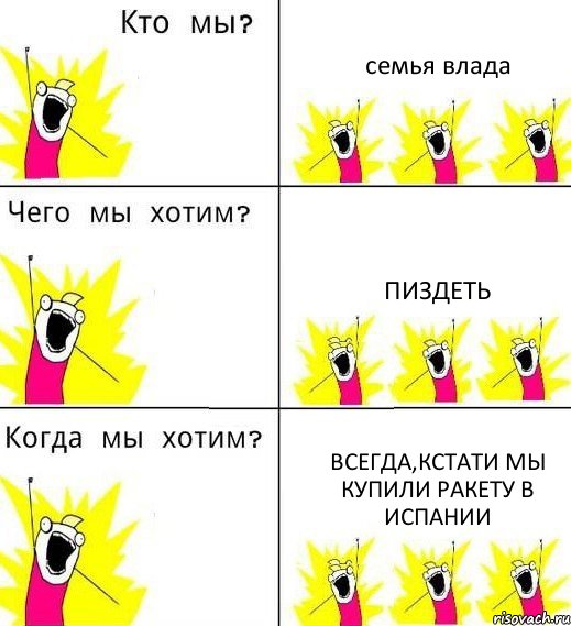 семья влада пиздеть всегда,кстати мы купили ракету в испании, Комикс Что мы хотим