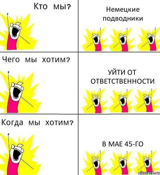 Немецкие подводники Уйти от ответственности В мае 45-го, Комикс Что мы хотим