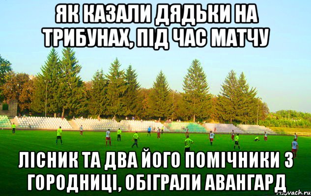 як казали дядьки на трибунах, під час матчу лісник та два його помічники з городниці, обіграли авангард, Мем щг