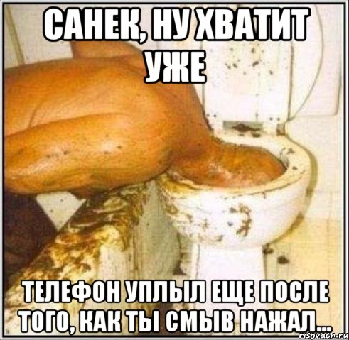 санек, ну хватит уже телефон уплыл еще после того, как ты смыв нажал..., Мем Дайвер