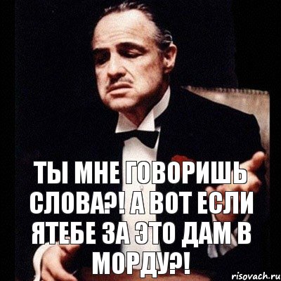 ТЫ МНЕ ГОВОРИШЬ СЛОВА?! А ВОТ ЕСЛИ ЯТЕБЕ ЗА ЭТО ДАМ В МОРДУ?!, Комикс Дон Вито Корлеоне 1