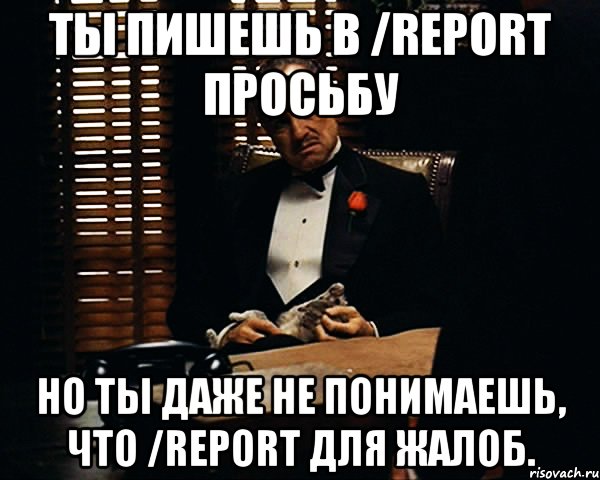 ты пишешь в /report просьбу но ты даже не понимаешь, что /report для жалоб., Мем Дон Вито Корлеоне