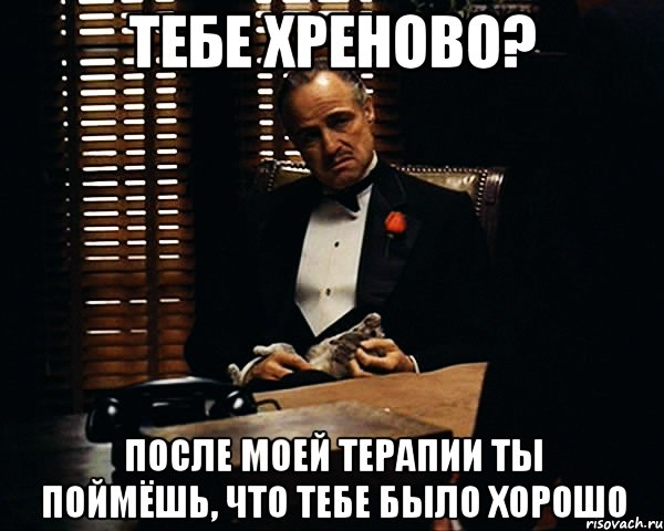 тебе хреново? после моей терапии ты поймёшь, что тебе было хорошо, Мем Дон Вито Корлеоне