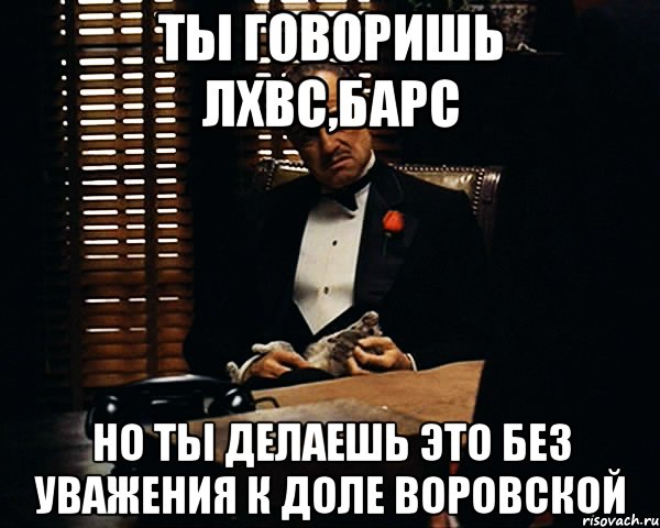 ты говоришь лхвс,барс но ты делаешь это без уважения к доле воровской, Мем Дон Вито Корлеоне