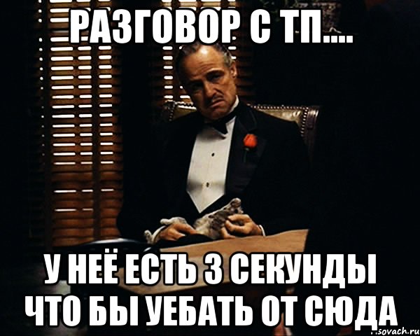 разговор с тп.... у неё есть 3 секунды что бы уебать от сюда, Мем Дон Вито Корлеоне