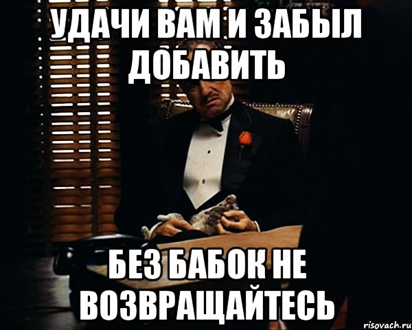 удачи вам и забыл добавить без бабок не возвращайтесь, Мем Дон Вито Корлеоне