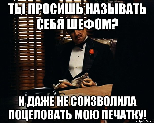 ты просишь называть себя шефом? и даже не соизволила поцеловать мою печатку!, Мем Дон Вито Корлеоне