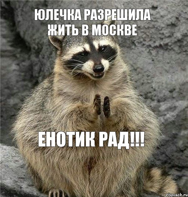 юлечка разрешила жить в москве енотик рад!!!