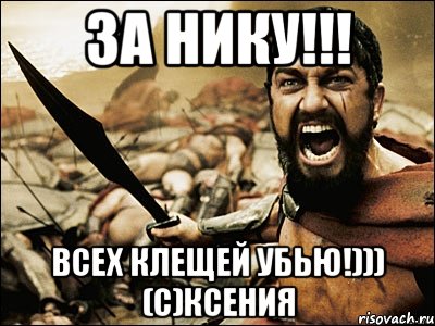 за нику!!! всех клещей убью!))) (с)ксения, Мем Это Спарта