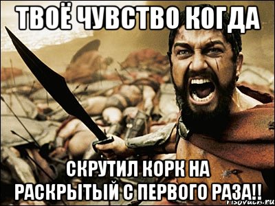 твоё чувство когда скрутил корк на раскрытый с первого раза!!, Мем Это Спарта