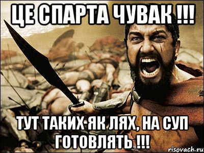 це спарта чувак !!! тут таких як лях, на суп готовлять !!!, Мем Это Спарта