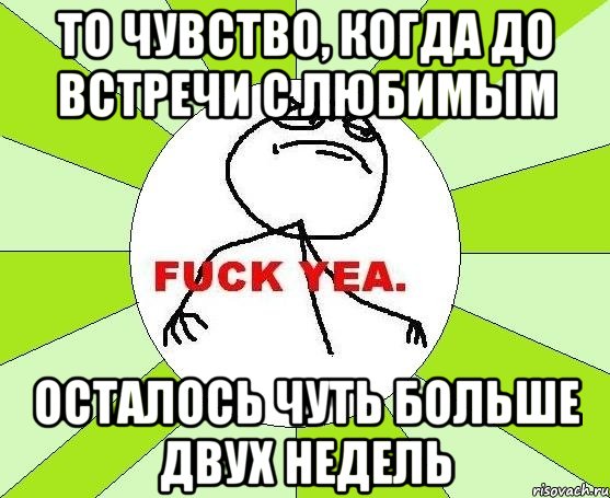 то чувство, когда до встречи с любимым осталось чуть больше двух недель, Мем фак е