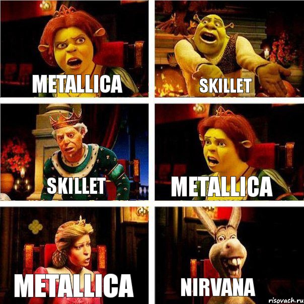 Metallica Skillet Skillet Metallica Metallica Nirvana, Комикс  Шрек Фиона Гарольд Осел