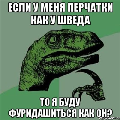 если у меня перчатки как у шведа то я буду фуридашиться как он?, Мем Филосораптор