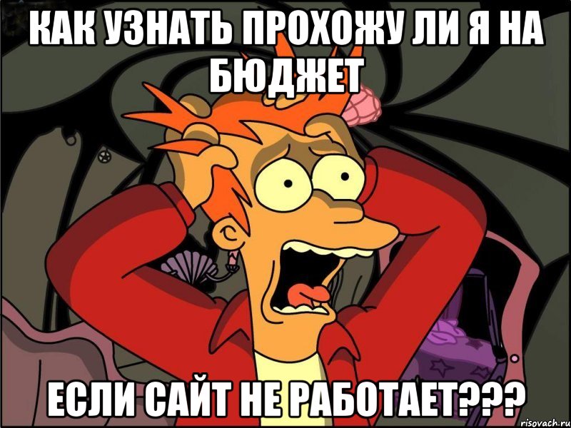 как узнать прохожу ли я на бюджет если сайт не работает???, Мем Фрай в панике