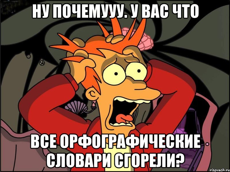 ну почемууу. у вас что все орфографические словари сгорели?, Мем Фрай в панике