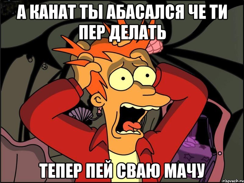 а канат ты абасался че ти пер делать тепер пей сваю мачу, Мем Фрай в панике