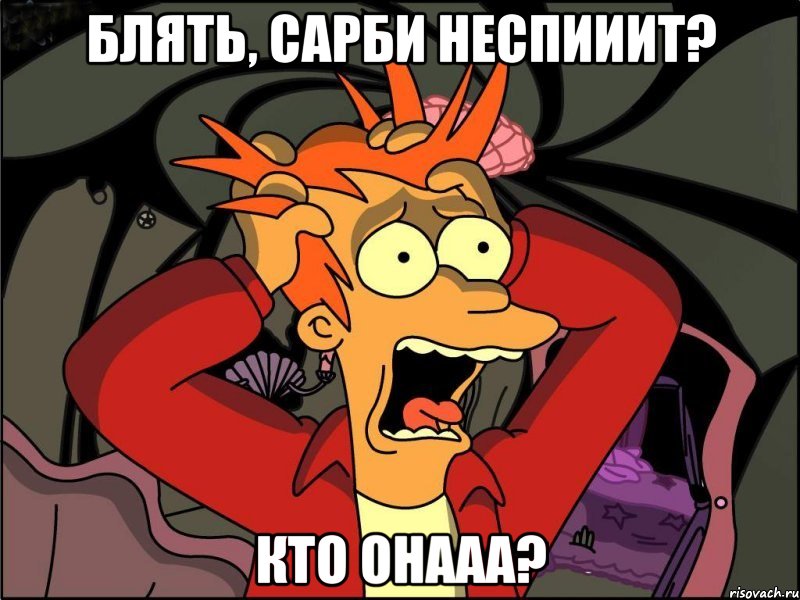 блять, сарби неспииит? кто онааа?, Мем Фрай в панике