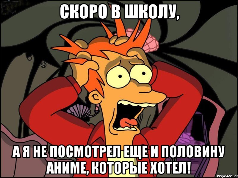 скоро в школу, а я не посмотрел еще и половину аниме, которые хотел!, Мем Фрай в панике