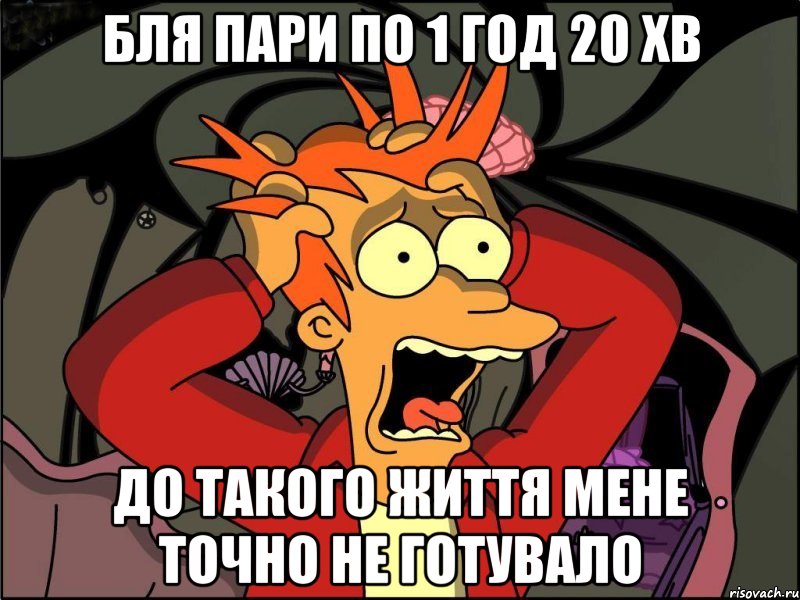 бля пари по 1 год 20 хв до такого життя мене точно не готувало, Мем Фрай в панике