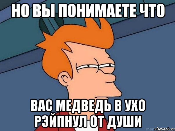 но вы понимаете что вас медведь в ухо рэйпнул от души, Мем  Фрай (мне кажется или)