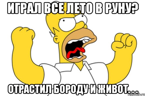 играл все лето в руну? отрастил бороду и живот. . ., Мем Разъяренный Гомер