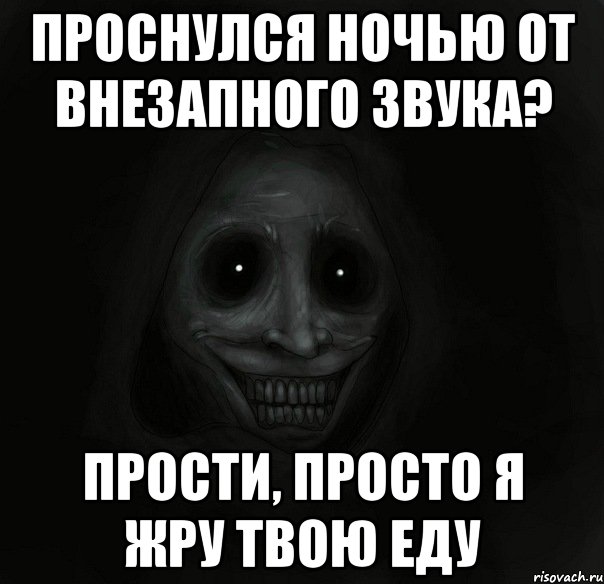 проснулся ночью от внезапного звука? прости, просто я жру твою еду, Мем Ночной гость