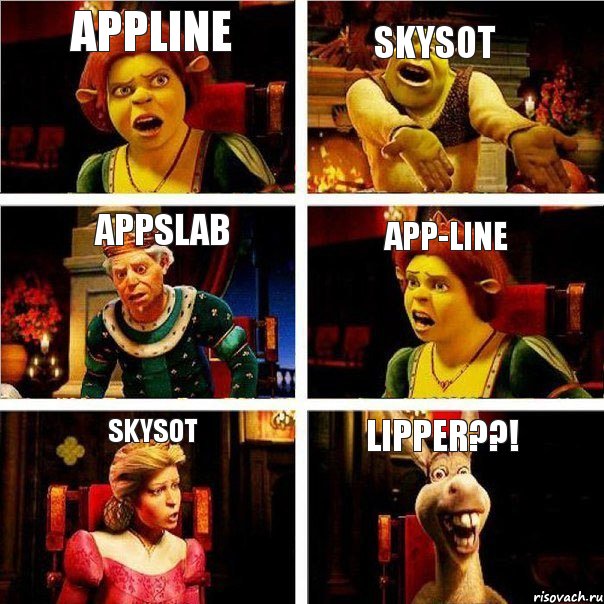 Appline Skysot Appslab App-line Skysot Lipper??!, Комикс  Шрек Фиона Гарольд Осел