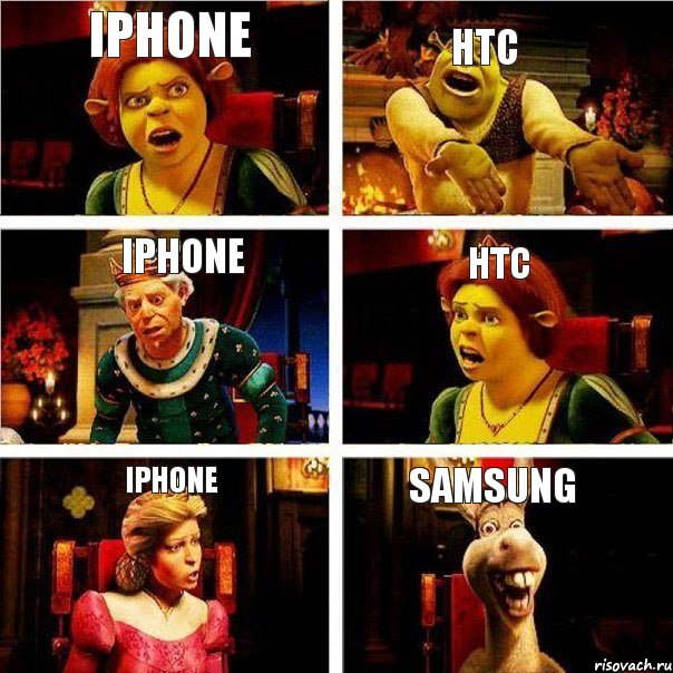 iPhone HTC iPhone HTC iPhone SAMSUNG, Комикс  Шрек Фиона Гарольд Осел