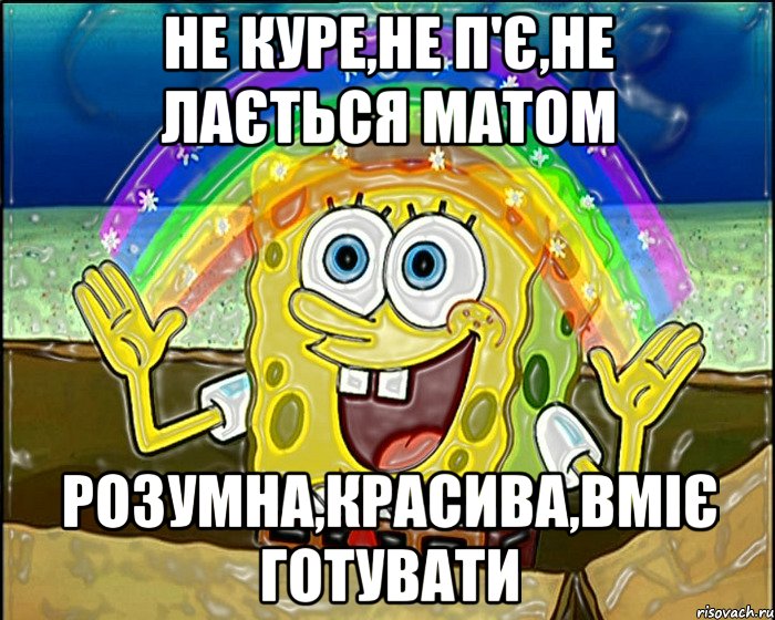 не куре,не п'є,не лається матом розумна,красива,вміє готувати