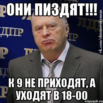 они пиздят!!! к 9 не приходят, а уходят в 18-00, Мем Хватит это терпеть (Жириновский)