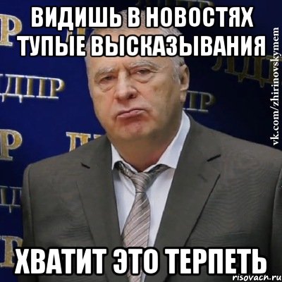 видишь в новостях тупые высказывания хватит это терпеть, Мем Хватит это терпеть (Жириновский)