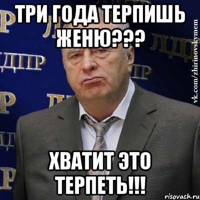 три года терпишь женю??? хватит это терпеть!!!, Мем Хватит это терпеть (Жириновский)