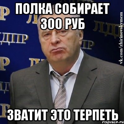 полка собирает 300 руб зватит это терпеть, Мем Хватит это терпеть (Жириновский)