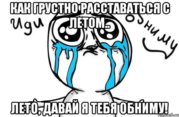 как грустно расставаться с летом.. лето, давай я тебя обниму!, Мем Иди обниму