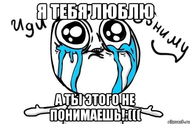 я тебя люблю а ты этого не понимаешь!:(((, Мем Иди обниму