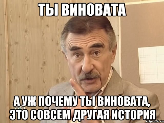 ты виновата а уж почему ты виновата, это совсем другая история, Мем Каневский (Но это уже совсем другая история)