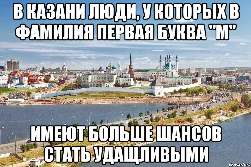 в казани люди, у которых в фамилия первая буква "м" имеют больше шансов стать удащливыми
