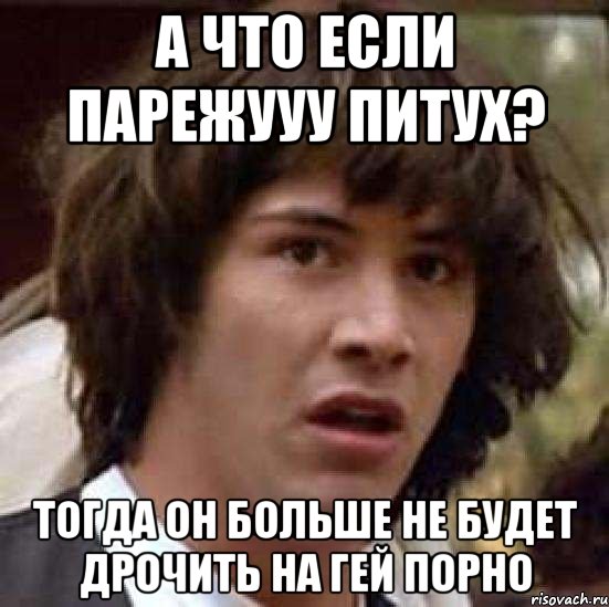 а что если парежууу питух? тогда он больше не будет дрочить на гей порно, Мем А что если (Киану Ривз)