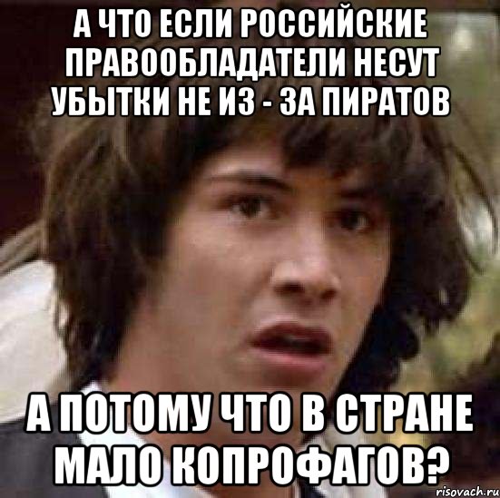 а что если российские правообладатели несут убытки не из - за пиратов а потому что в стране мало копрофагов?, Мем А что если (Киану Ривз)