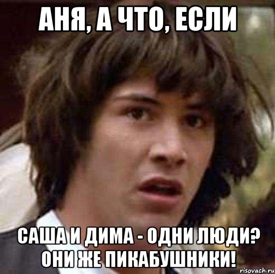 аня, а что, если саша и дима - одни люди? они же пикабушники!, Мем А что если (Киану Ривз)