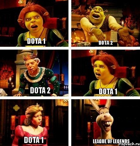 DOTA 1 DOTA 2 DOTA 2 DOTA 1 DOTA 1 League of Legends, Комикс  Шрек Фиона Гарольд Осел