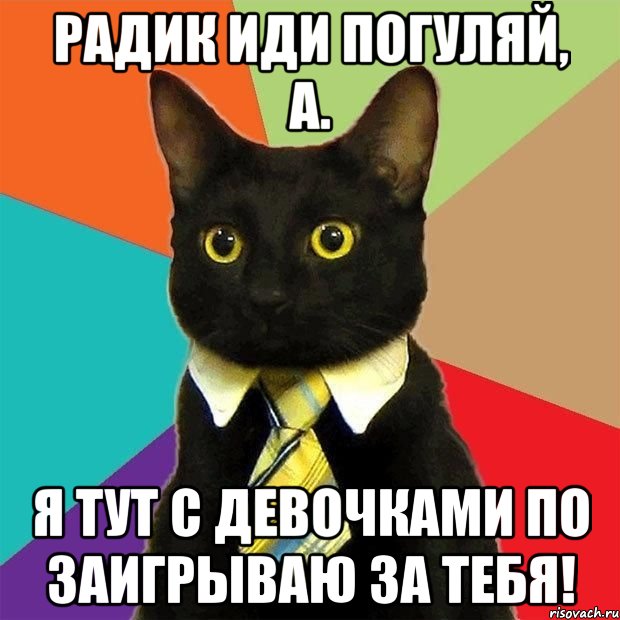 радик иди погуляй, а. я тут с девочками по заигрываю за тебя!, Мем  Кошечка