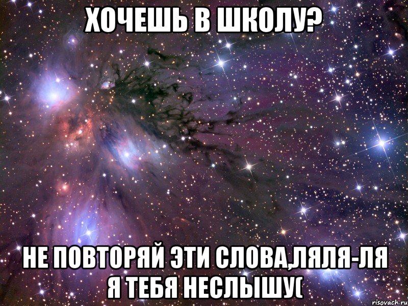 хочешь в школу? не повторяй эти слова,ляля-ля я тебя неслышу(, Мем Космос