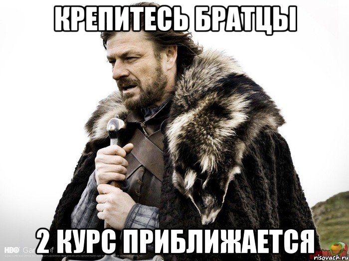 крепитесь братцы 2 курс приближается, Мем Зима близко крепитесь (Нед Старк)