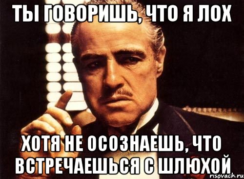 ты говоришь, что я лох хотя не осознаешь, что встречаешься с шлюхой, Мем крестный отец