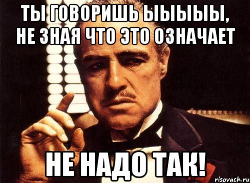 ты говоришь ыыыыы, не зная что это означает не надо так!, Мем крестный отец